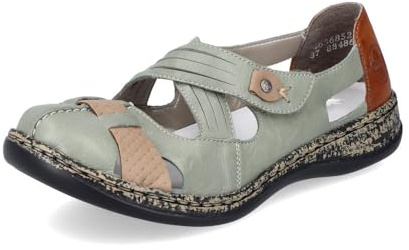 Rieker Femme Chaussures Basses 46368, Dame Chaussures Basses avec Velcro,Velcro,Chaussure de Ville,Sneaker,Vert (grün / 52),41 EU / 7.5 UK