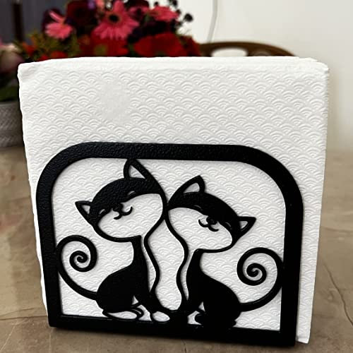 HeavenlyKraft Napkin Dispenser - Modern Kitchen Decor - Paper & Tissue Holder for Farmhouse Table - Twin Kitten