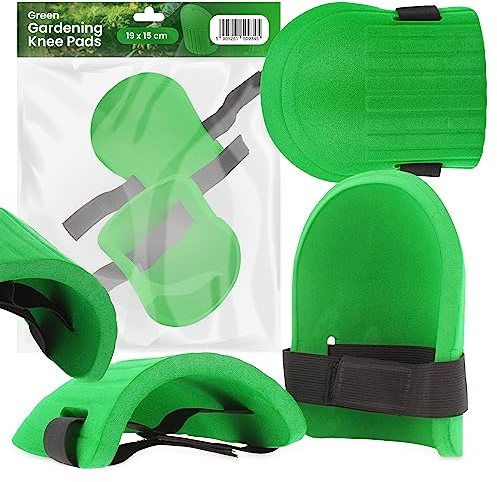 Instalguru 2x Knieschützer Knieschoner Kniepolster 19x15cm Kneepads Knieschutz Gartenarbeit Schutzpolster Arbeitsschützende Gartenarbeit Universelle Größe Weicher Elastischer Schaumstoff Grün