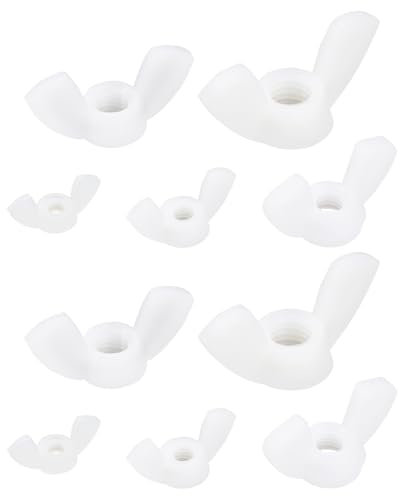 YINETTECH 50 Tuercas de Mariposa de Nailon para Apretar Los Sujetadores de Persianas Fijas Sillas Plegables Abrazaderas Rápidas para Muebles Color Blanco (M4 M5 M6 M8 M10)