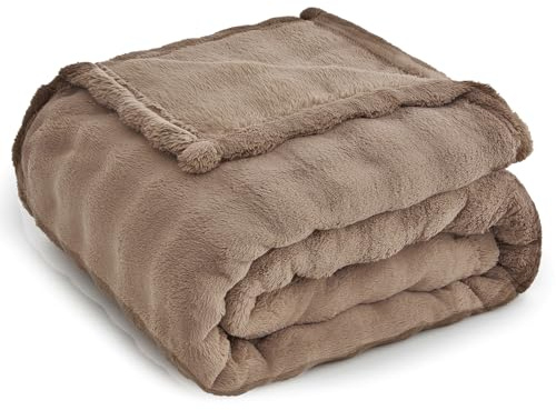 Topfinel Plaid Matrimoniale,Coperta Pile Termica Pelosa Morbida,Calda e Confortevole,OEKO-TEX,Adatta per Neonato, Cani e Gatto, da Usare su Fivano, Letto o Durante il Picnic, Marrone,150 x 200 CM