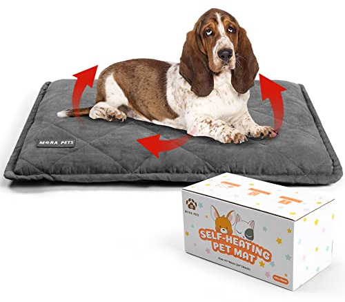 Mora Pets Coussin Auto Chauffant Chiens Tapis Chauffant pour Chat Couverture Chauffant Tapis Thermique sans électricité pour Chat et Chiens Lavable 89 x 58 cm
