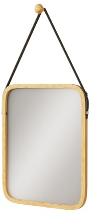 Vicco Miroir Mural Mirno, Bambou, 34x41.5cm avec Sangle réglable