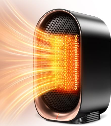 BZGG Electric Heater, 1000W Portable Room Heater,Space Heaters for Home with 2 Heat Settings & Overheat and Tip-Over Protection, Small Personal Heaters for Office Desk, Bedroom, Black