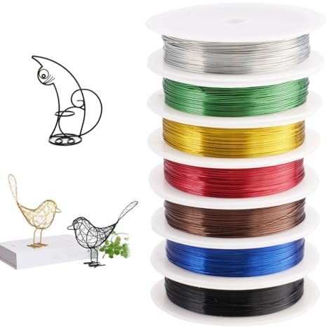 7 Rouleaux Fil de Fer Souple Loisir Creatif, 0.4mm x 10m Fil D’Artisanat