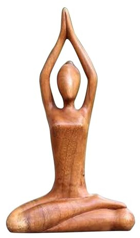 Decorazione Della Statua Di Yoga - Scultura Di Meditazione In Legno, Figura Di Donna Yoga Realizzata A Mano, Ornamento Spirituale Zen, Accento Artistico Di Consapevolezza | Decorazione Meditativa Per