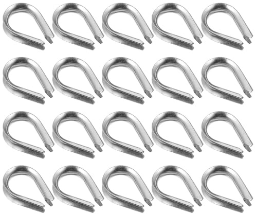 INOOMP Ditalini per Funi in Acciaio Inossidabile 20 Pezzi, Anello a Forma di Cuore per Cavi Metallici ad Alta Resistenza, per Rigging e Installazioni di Cablaggio