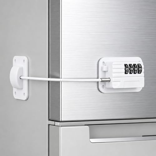 kclkda Fridge Locks, 4-Digit Password Refrigerator Lock Child Safety Cabinet Locks Protect Children & Prevent Theft for Freezer Door File Drawer Cabinet Cupboard Windows, White