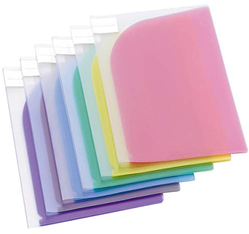 Djois made by Tarifold 12 Pochettes Porte-documents Double De Présentation Format A4 ou A3 - Recyclé - 6 couleurs x2 (Bleu, Violet, Vert, Jaune, Rose, Transparent) - 511009