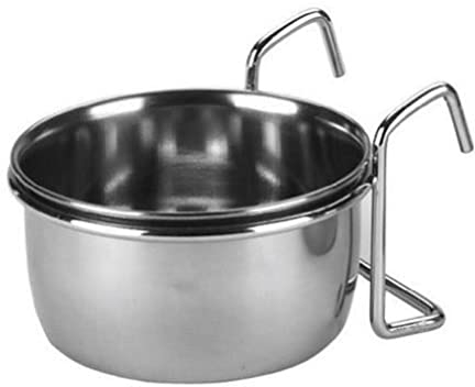 KERBL Edelstahlnapf (Napf mit Halterung, 6 x 12 x 12 cm Trinkschale mit 600 ml) 84298
