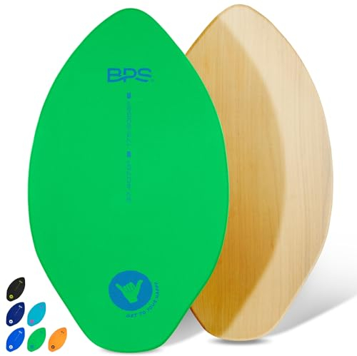 BPS 'Shaka' Skimboard 101,6 cm – Laminiertes Holz Skimboard mit Griffpolstern – kein Wachs erforderlich – Skimboard für Kinder und Erwachsene – großes Skimboard (grün)