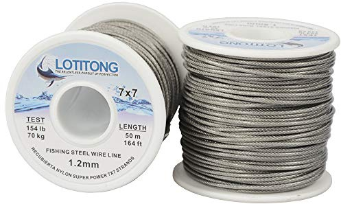 LOTITONG 50M Stainless Steel Leader Wire 1.2mm-1.5mm 7x7 49 Strands Trace Coating Jigging Wire Lead Fish Fishing Line 70LB-256LB