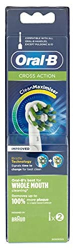Oral-B CrossAction CleanMaximiser Testine Ricambio Spazzolino Elettrico Ricaricabile, 2 Pezzi