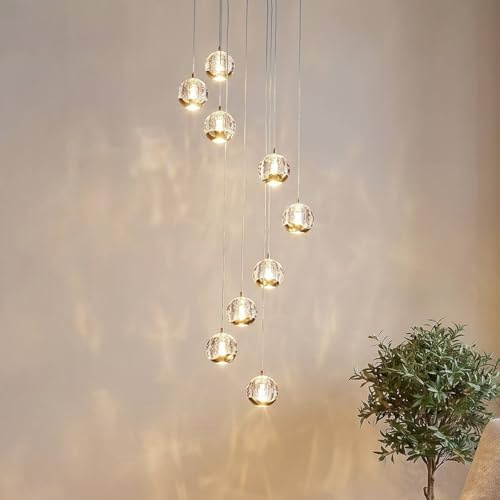 Lucande Ceiling Light Hayley (Design) in Gold Made of Glass for e.g. Living Room & Dining (9 Light Sources,) from Pendant Lighting, lamp Hanging Ceiling