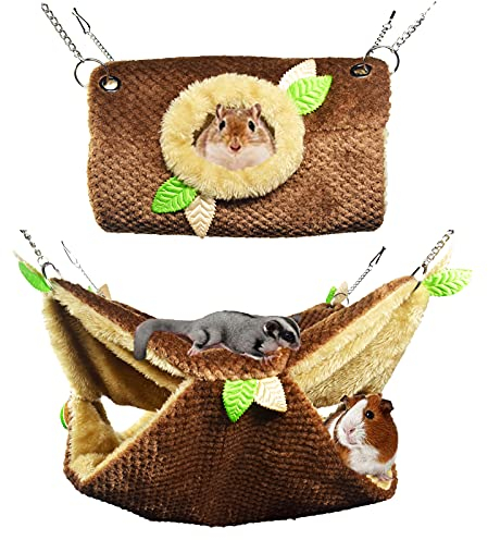Kleintierhängematte, Hamster Hängematte Hängematte & Tunnel Warmbett Hauskäfig Nestkäfig Hängetunnel und Hängematte für Zuckergleiter Eichhörnchen Hamster Papageienmäuse Chinchilla Flughörnchen Ratte