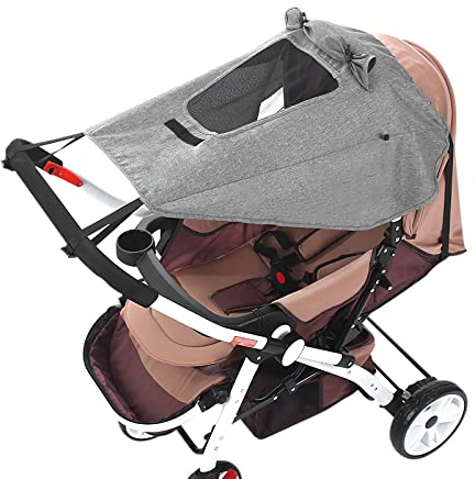 Pram Sun Shade Cover Universal Baby Stroller Awning UPF50+ Pushchair Buggy Sun Canopy Waterproof Windproof Baby Carriage Umbrella Sun Shield UV Protection Infant Carrycots Sun Visor Skylight Design