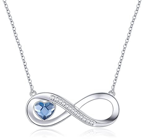 LOUISA SECRET Collier Infini Femme,Infini Pendentif Argent 925, Zirconia Cubique Coeur Pendentif, Cadeau NOEL Femme, Cadeau Anniversaire, Cadeau Maman, Bijoux Collier pour Femme