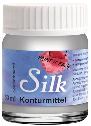 PAINT IT EASY NEU Bügelfarbe/Seidenmalfarbe/Konturmittel, 50 ml, Silber