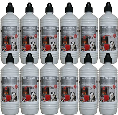 Moritz Bioetanol 12 x 1 litro I bioetanol líquido para chimenea de etanol chimenea de mesa chimenea chimenea estufa exterior