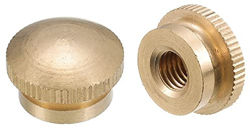 sourcing map Knurled Thumb Nuts, 4pcs M8 x D20mm x H12mm Brass Knurled Nut with Collar High Head Blind Hole Knurled Thumb Nuts for 3D Printer Parts