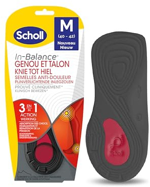 Scholl - Suela ortopédica antidolor, rodilla y talón (1 par, talla M, 40-42)