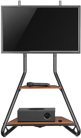 Maclean MC-455 Eck-TV-Ständer im Bauhaus-Stil, Freistehender TV-Halter mit Zwei Ebenen aus Holz, Belastbarkeit bis zu 10 kg, TV-Halterung bis zu 40 kg, 37-75'', Max. VESA 600x400, Max. Höhe 1460 mm