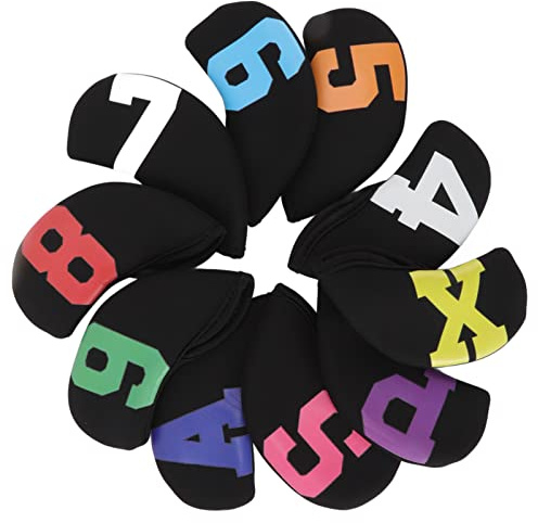 BORDSTRACT Couvre-têtes de Fer de Golf, 10 Pcs, Protection, Ajustement Universel, Néoprène, Noir