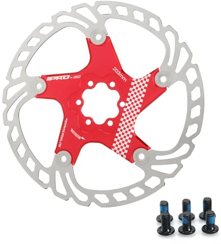 Yongness Disco de freno de bicicleta 160 mm 180 mm 203 mm disco de freno de bicicleta rotor de freno flotante adecuado para bicicletas de carretera, bicicletas de montaña, MTB, BMX (Rojo, 203mm)