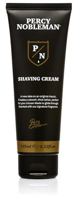 Percy Nobleman Crema da barba: Una crema di alta qualità per una rasatura impeccabile, profumata con Ambra, Tabacco, Muschio, Vaniglia. Vegana e cruelty-free, Made in England, 125 ml.