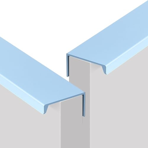 JMCXSM592 2 Stück Versteckter Möbelgriffe Buntes Kinderzimmer Schrankgriff Aluminium Profilgriff Geschwungener Türklinken Kleiderschrankgriffe Rechtwinklig Türgriff Schubladen Knöpfe (Blau,120mm)