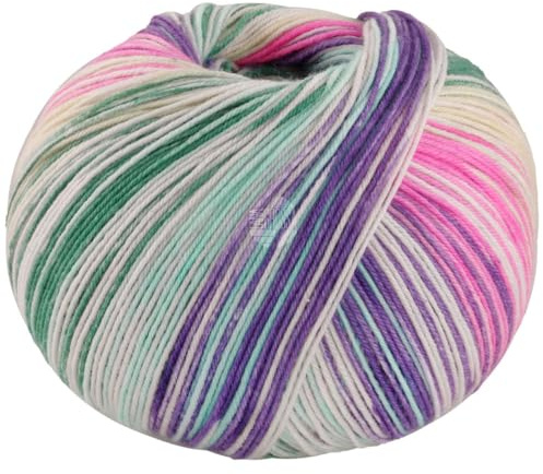 LANA GROSSA Melbred Seta | Högkvalitativt strumpgarn med sideninnehåll, tvättbart | handstickat garn 55 % ny ull (merino), polyamid och siden | 100 g ull för stickning och virkning | 400 m garn