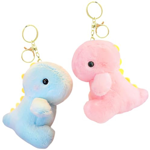 Portachiavi con Dinosauro di Peluche - 2 PCS Ciondolo Farcito Bambola Catena Chiave Zaino Pendente Del Giocattolo Della Peluche Fascino Accessori per Bomboniere