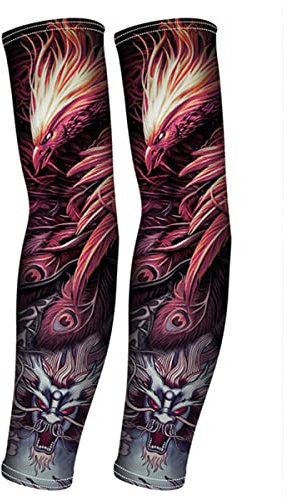 RU-X Mangas para Brazos con Ttuaje,Mangas para Brazos Protección Sol o Frio,Manguitos Ciclismo Hombre Mujer para Golf,Deportes,Bicicleta,Portero