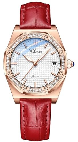 JewelryWe Orologio da Polso Analogico da Donna: Orologio Zirconi con Calendario con Lancette Luminose Impermeabile Idee Regalo per lei
