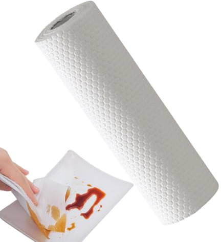 Rollo de paño de limpieza, rollo de paños de cocina, 50 toallas de papel reutilizables para arrancar, toallas de lavado, paños absorbentes para cocina, casa, coche, garaje, tienda