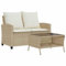 vidaXL 2-Sitzer Gartensofa mit Kissen & Tisch Beige Poly Rattan, Outdoor Sofa, Terrassensofa, Zweisitzer Gartensofa, Garten Sofa, 116 cm x 72 cm x 79 cm
