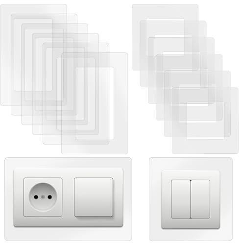 BlueXP 6-Piece Light Switch Protection for Wall 1-Gang 6-Piece Wallpaper Protection Light Switches 2-Gang Transparent Protective Frame for Light Switches and Sockets - Acrylic