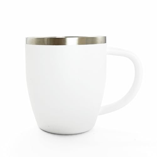 HEECN® Camping Becher - Edelstahl Tasse - Thermotasse - Kaffeebecher - Doppelwandige Isolierbecher BPA-frei 290ml HESS-016 (Weiß)