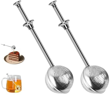 2Pcs Stainless Steel Tea Infuser for Loose Leaf Tea, Long Handle Fine Mesh Tea Diffuser, Reusable Fine Mesh Tea Interval Diffuser, Tea Strainers for Cup and Teapot