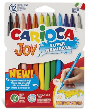 CARIOCA Joy - Rotuladores Infantiles Escolares, Estuche Básico | Punta Fina Precisa, Tinta Que Se Lava, Capuchon Antiasfixia, Uso Escolar