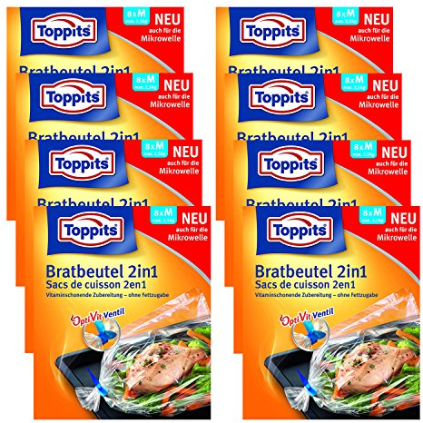 Toppits Bratbeutel 2in1 Medium (25 x 38cm), 8er Pack (8 x 8 Beutel)