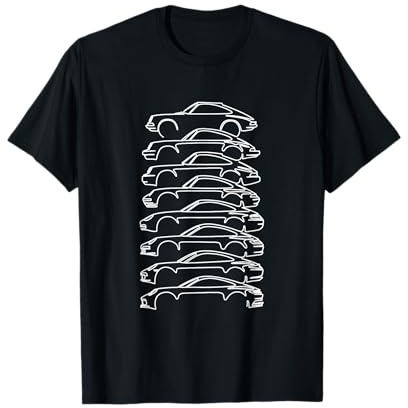 Iconic Car Evolution Line Art Design Voiture Classique T-Shirt