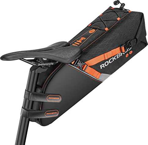 ROCKBROS Borsa Bici da Sella Impermeabile, Borsa Sottosella per MTB Bicicletta, Borsa Posteriore per Ciclismo Viaggio, Grande Capacità 10L, Accessori Bici