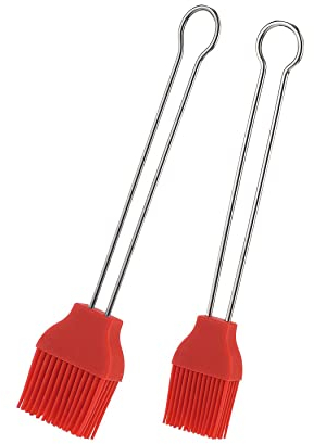 Westmark 2 Brat- und Backpinsel, Länge: 20 cm/22 cm, Silikon/Rostfreier Edelstahl, Silicone, Rot/Silber, 154422E7