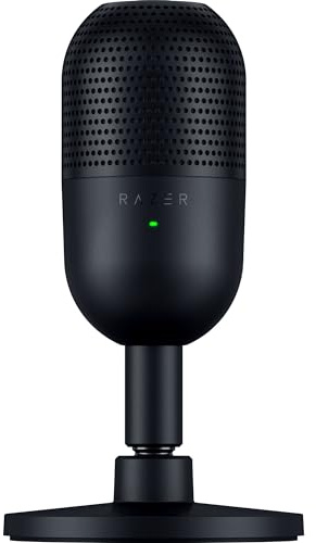 Razer Seiren V3 Mini USB Microphone: Condenser Mic - Supercardioid Pickup Pattern - Tap-to-Mute Sensor with LED Indicator - Shock Absorber - Ultra Compact - PC, Discord, OBS Studio, XSplit - Black