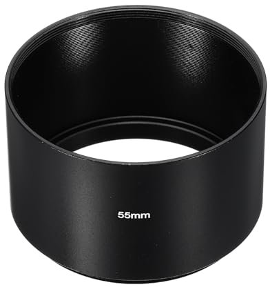 PATIKIL Parasol de 55mm Capucha de Enfoque Largo con Superficie Mate Antirreflectante en el Interior y Paño de Limpieza para Objetivo de Cámara Negro