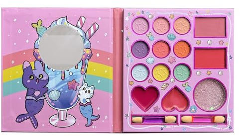 MockTota Estuche De Maquillaje para NiñAs, Set De Maquillaje Infantil Sin TóXicos Y Lavable, Kit De Maquillaje para Halloween para NiñOs, Set De Maquillaje De Princesas para NiñAs DIY (14 Colores)