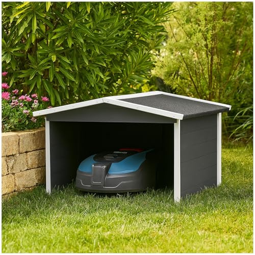 Garage für Mähroboter Robustes Holzhaus mit Wetterschutz Rasenmähergarage HTI living