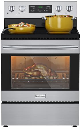 Empava 30 Electric Range,4.8 Cu.Ft Oven, Radiant Ceramic Cooktop, 4 Elements, Steam Clean, Freestanding & Slide-in Stove,Stainless Steel, 240V (Power Cord Not Included)