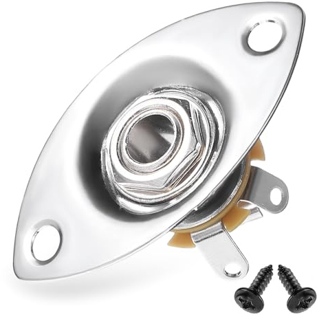 Guitar Output Jack Plate 6.35mm Electric Guitar Input Jack 1/4 Oval Guitar Jack Guitar Jack Plate Output Plug Socket for Mono Electric Guitar
